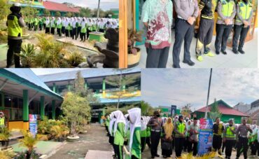 SATUAN POLISI LALU LINTAS POLRES KENDARI, PROVINSI SULAWESI TENGGARA SOSIALISASI TERTIB BERLALU LINTAS KE MTSN 1 KENDARI